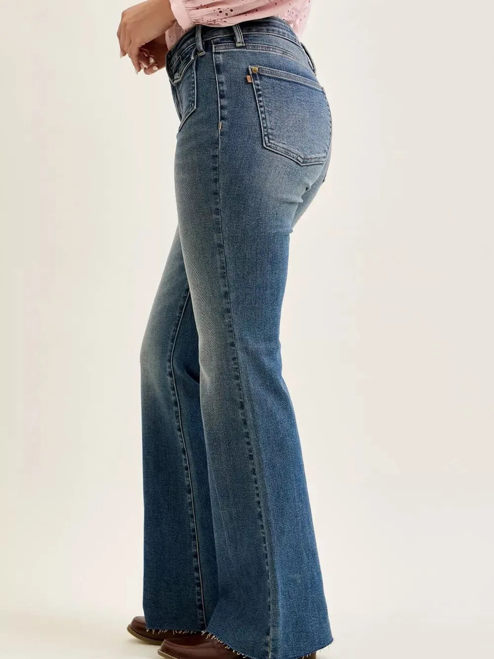 Judy Blue Stone Flare Revival Midrise Jeans with Flap Pockets-Women's Jeans-Shop Z & Joxa