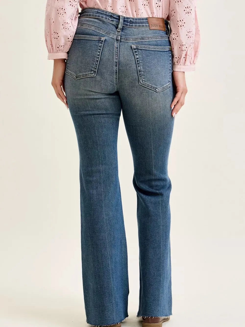 Judy Blue Stone Flare Revival Midrise Jeans with Flap Pockets-Women's Jeans-Shop Z & Joxa