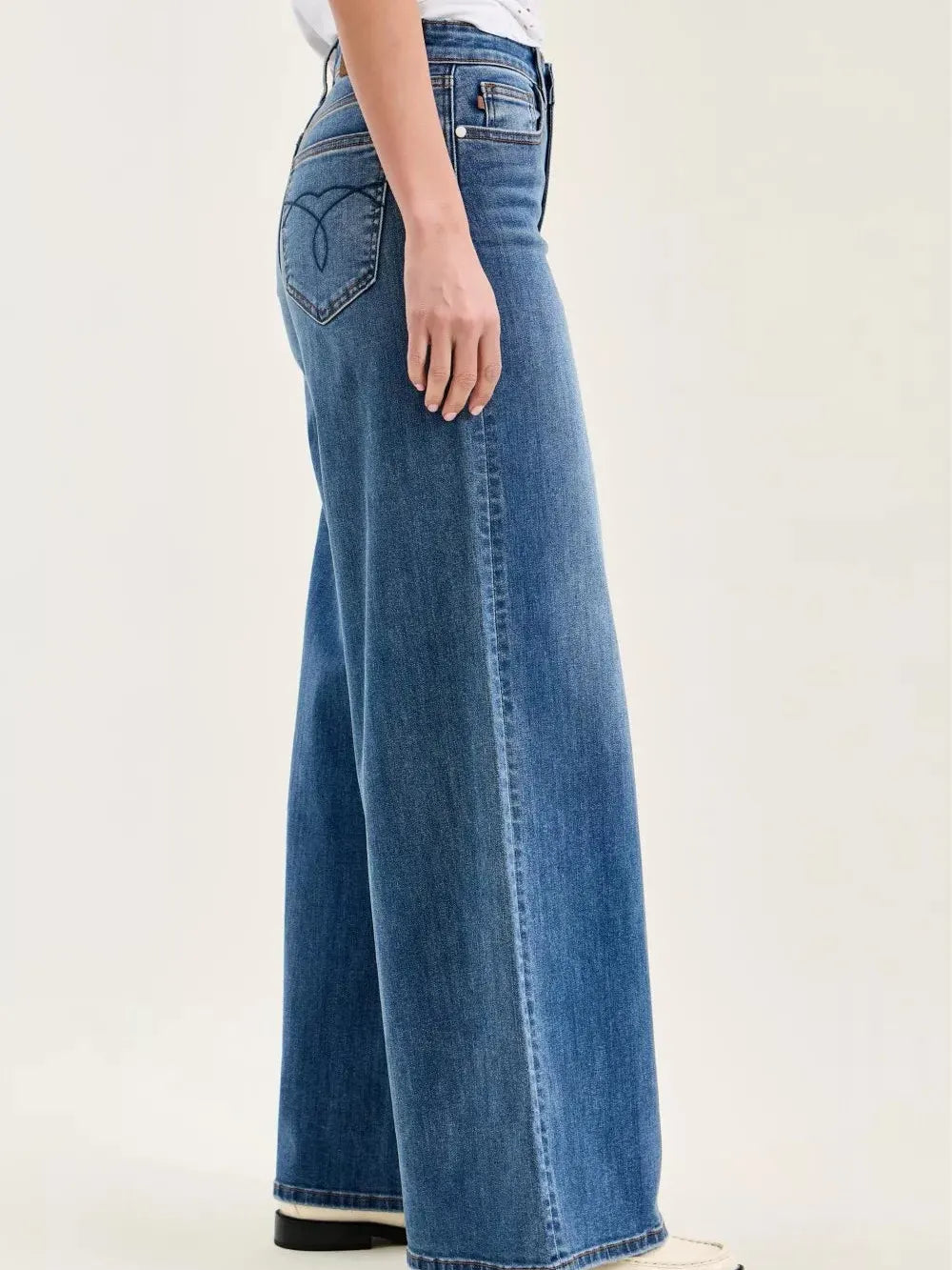 Judy Blue Stone Flow High Rise Palazzo Jeans-Women's Jeans-Shop Z & Joxa
