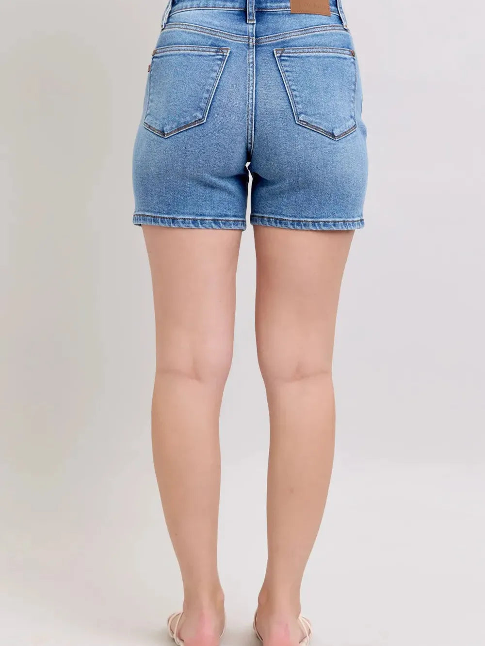 Judy Blue Stonewash Double 2 Button Denim Shorts with Pockets-Women's Shorts-Shop Z & Joxa