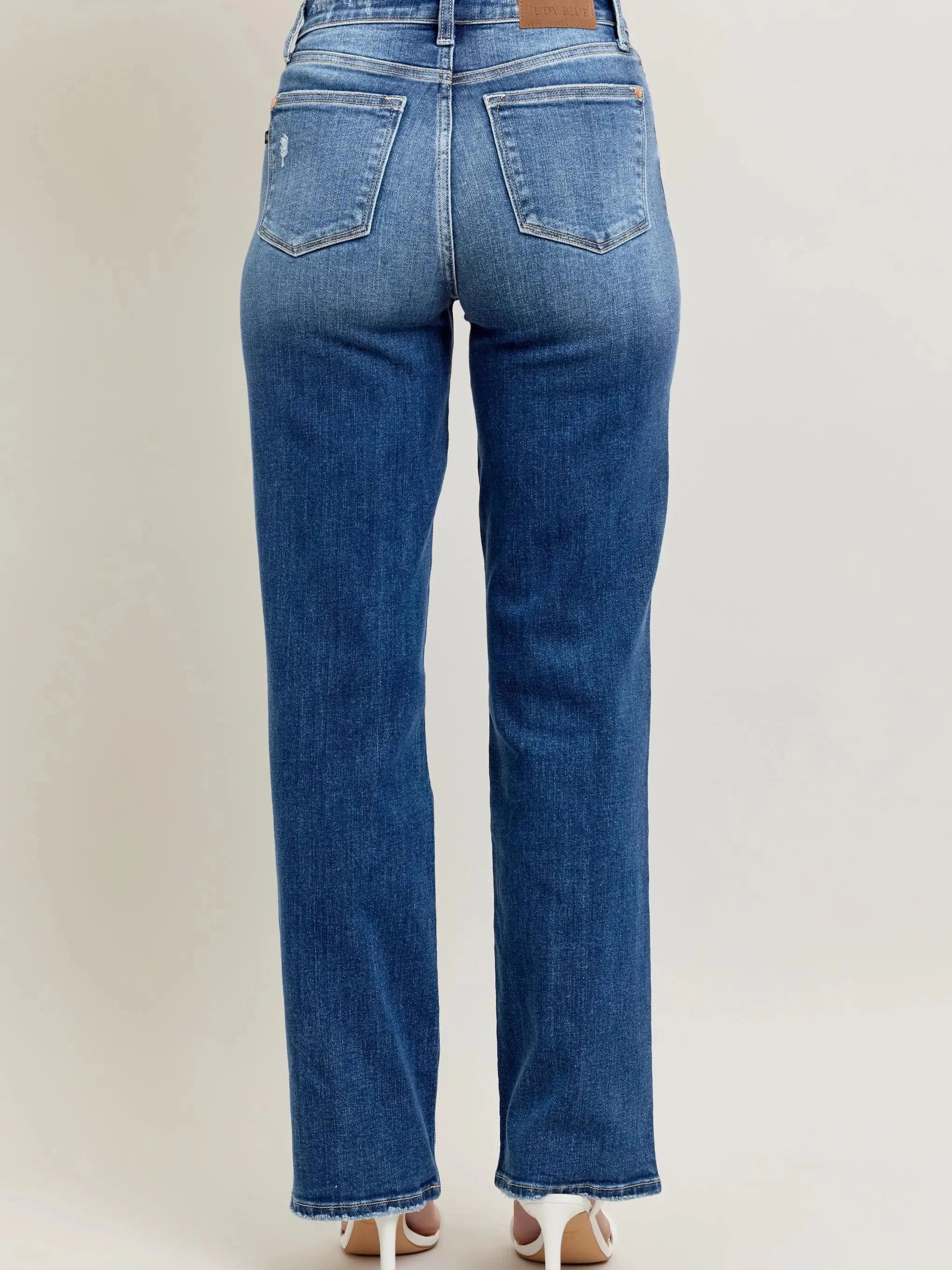 Judy Blue Throwback Cool High Waist Straight Leg Jeans in Dark Stone-Women's Jeans-Shop Z & Joxa