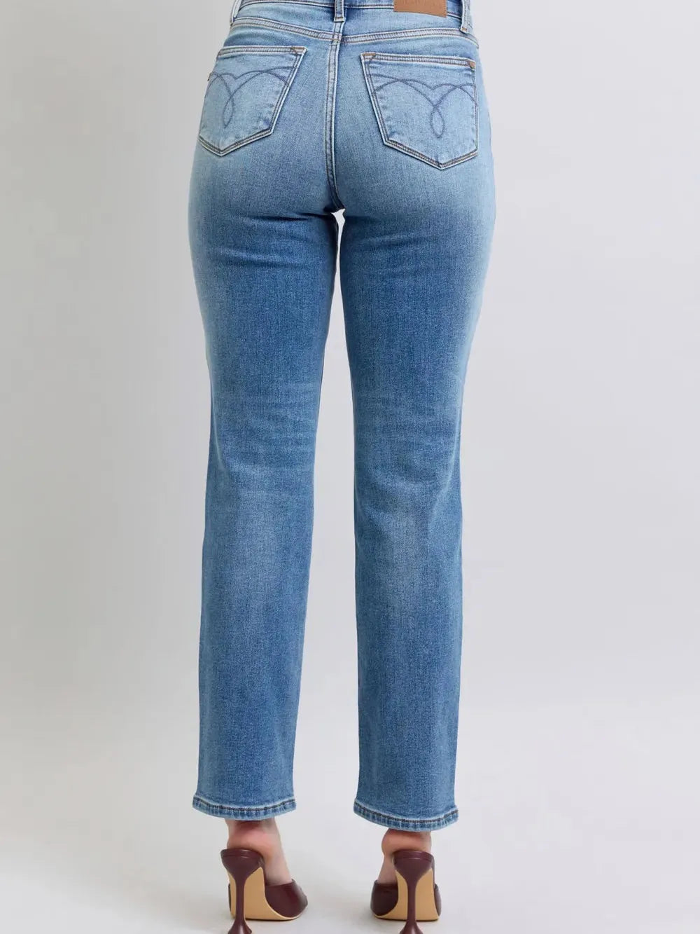 Judy Blue Toasty Blues Vintage Wash Thermal Straight Jeans-Women's Jeans-Shop Z & Joxa