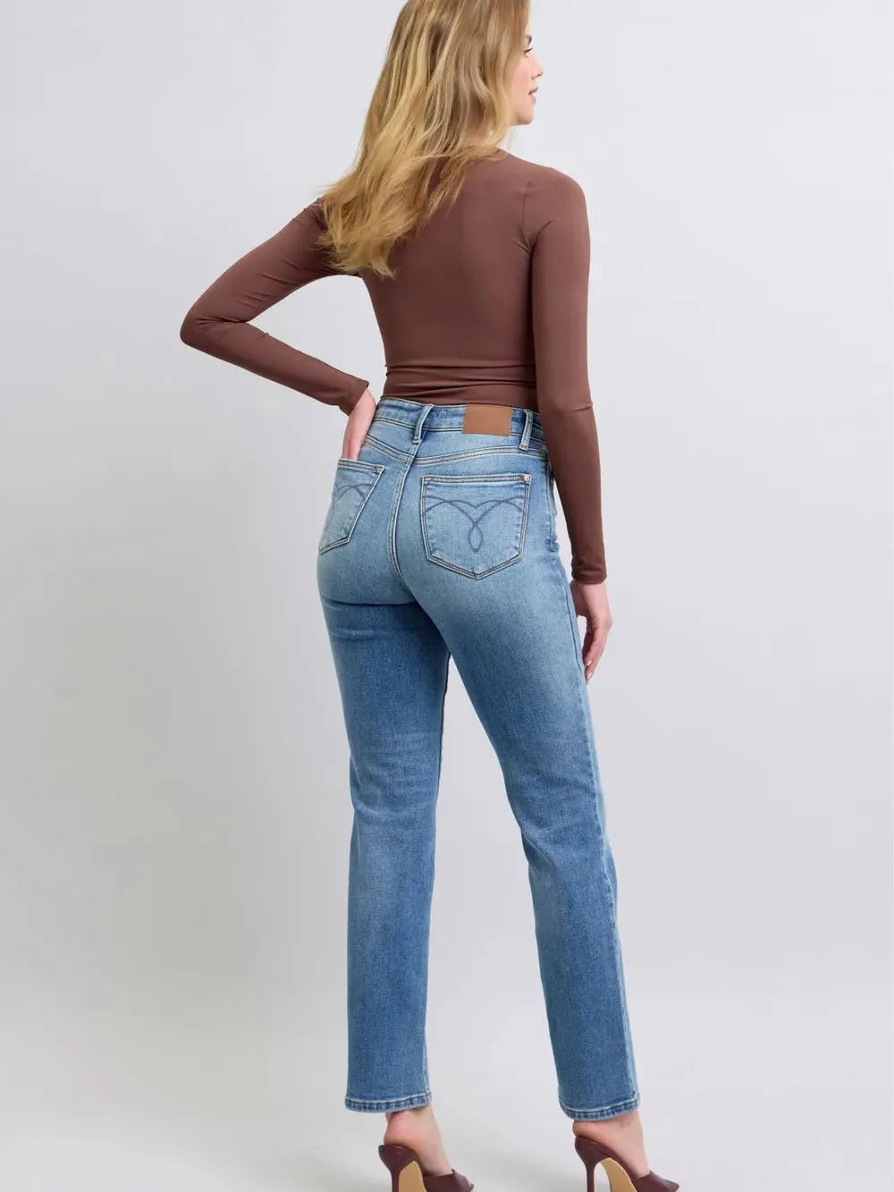 Judy Blue Toasty Blues Vintage Wash Thermal Straight Jeans-Women's Jeans-Shop Z & Joxa