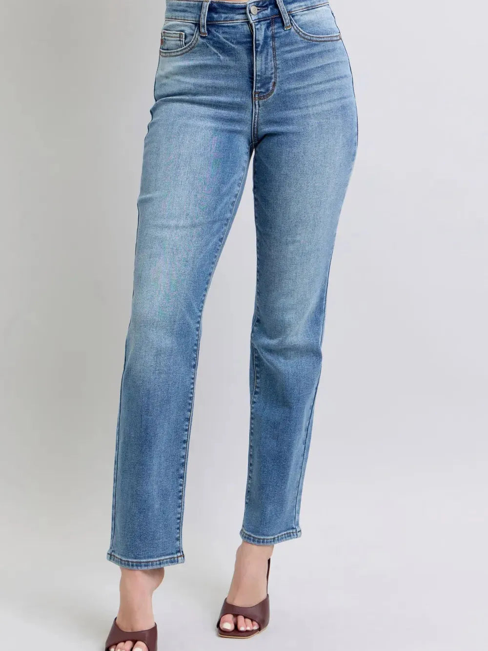 Judy Blue Toasty Blues Vintage Wash Thermal Straight Jeans-Women's Jeans-Shop Z & Joxa