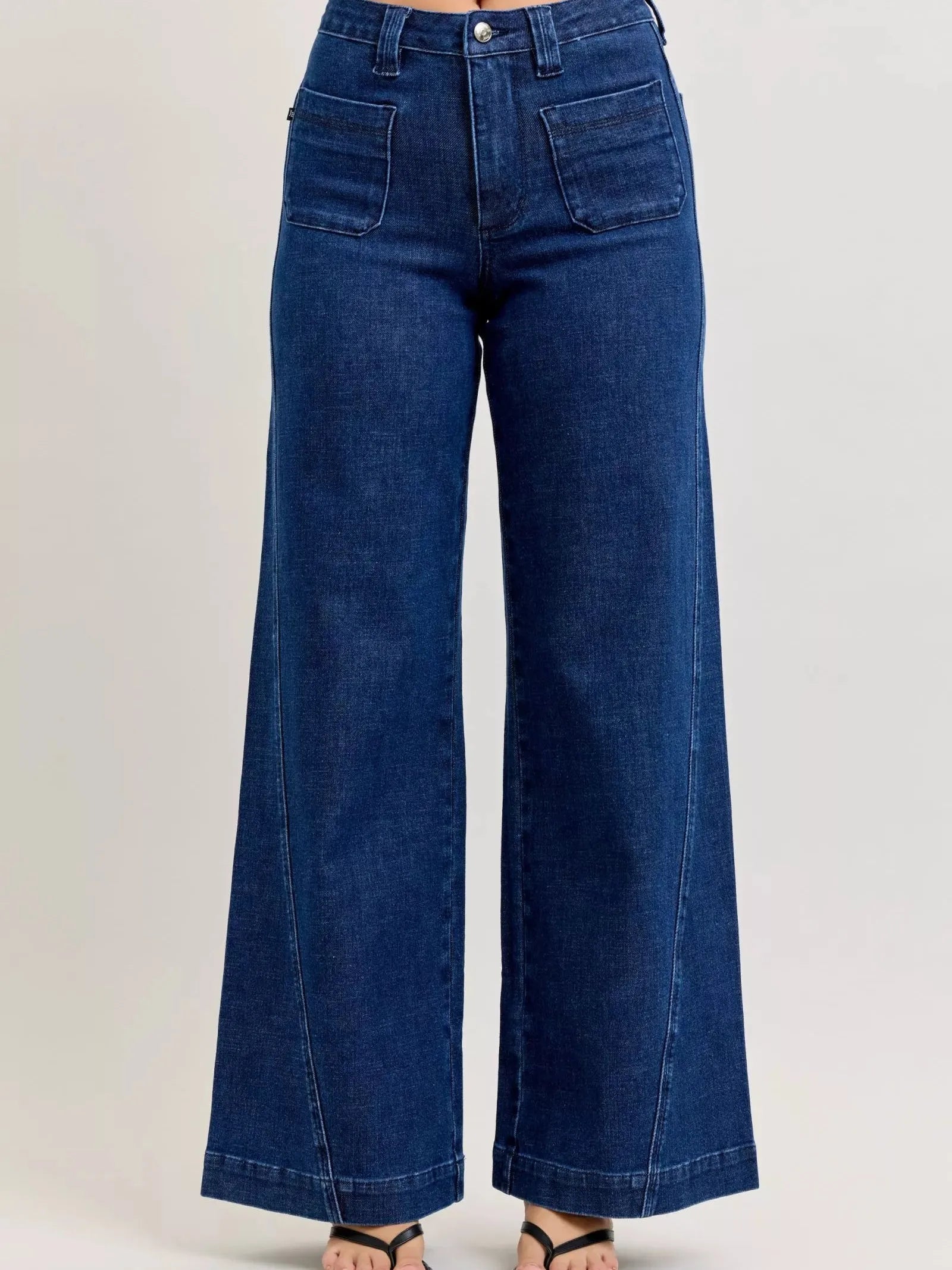 Judy Blue Twist & Shout Retro Wide Jeans with Twisted Seams-Women's Jeans-Shop Z & Joxa