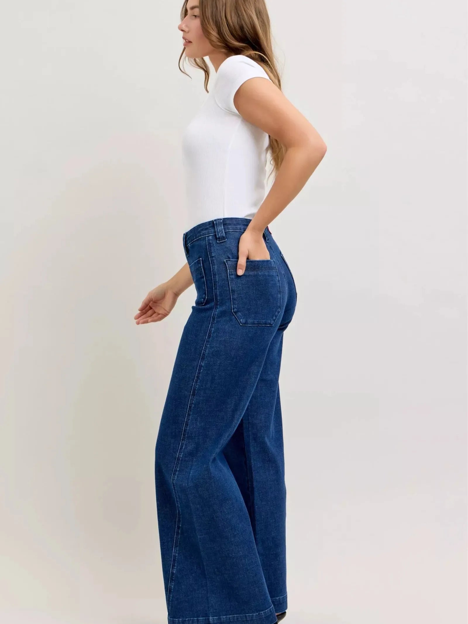 Judy Blue Twist & Shout Retro Wide Jeans with Twisted Seams-Women's Jeans-Shop Z & Joxa