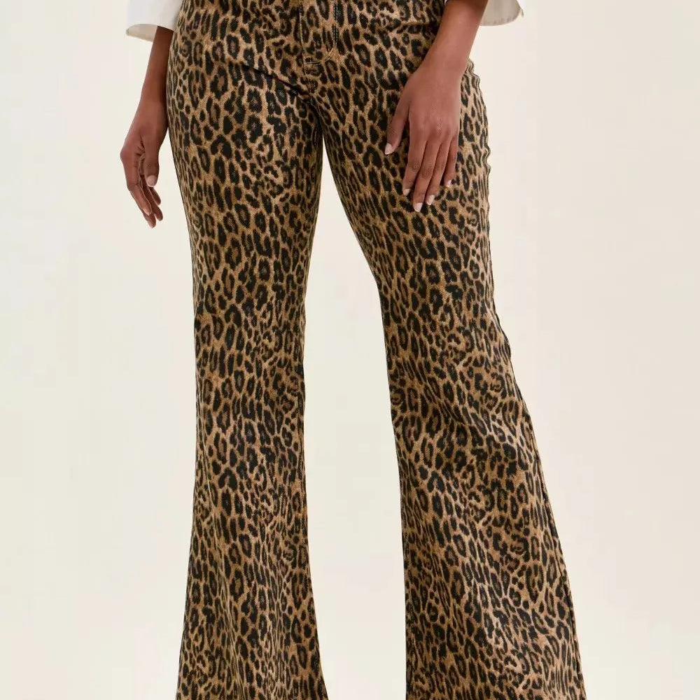 Judy Blue Untamed Beauty Leopard Print Flare Jeans-Women's Jeans-Shop Z & Joxa