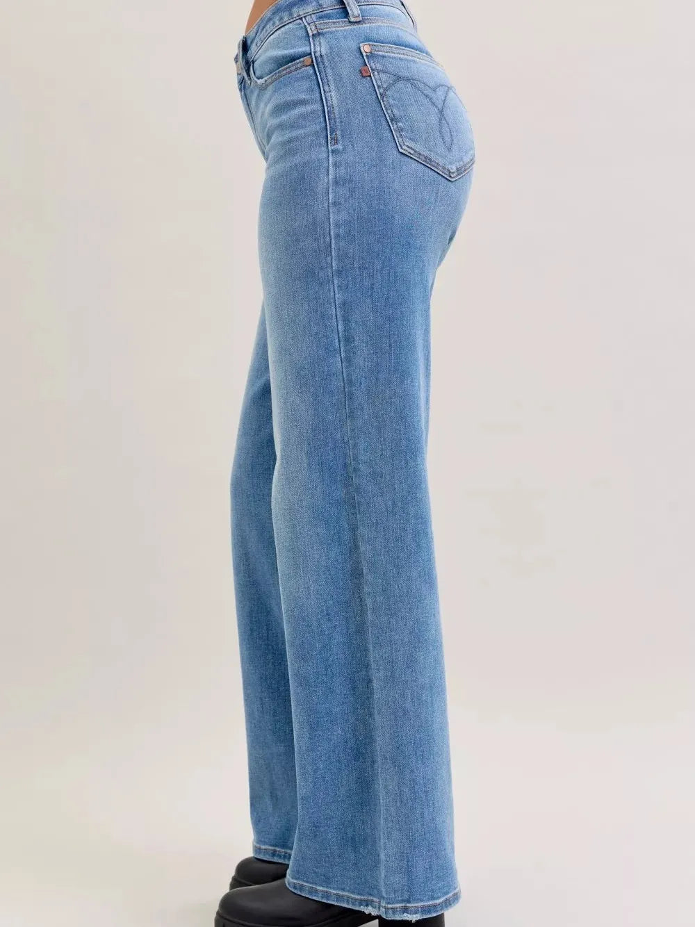 Judy Blue Vintage Echo Mid Rise Retro Wide Leg Jeans-Women's Jeans-Shop Z & Joxa