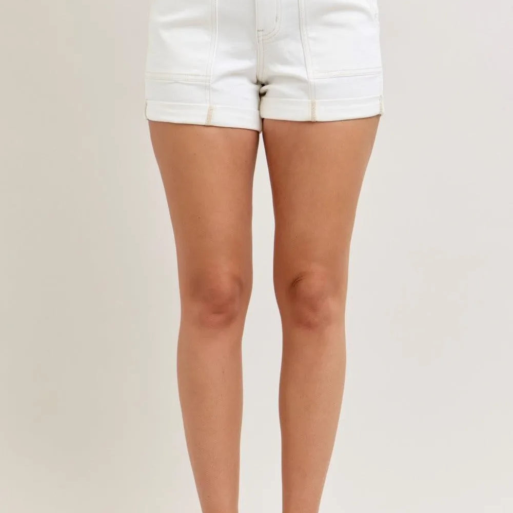 Judy Blue Weekend Glow High Rise Shorts with Double Rolled Cuff-Women's Shorts-Shop Z & Joxa