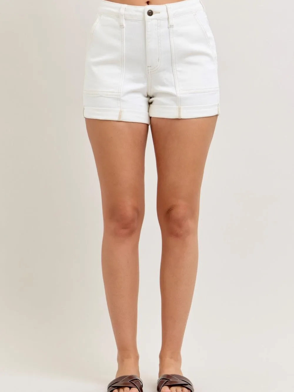 Judy Blue Weekend Glow High Rise Shorts with Double Rolled Cuff-Women's Shorts-Shop Z & Joxa