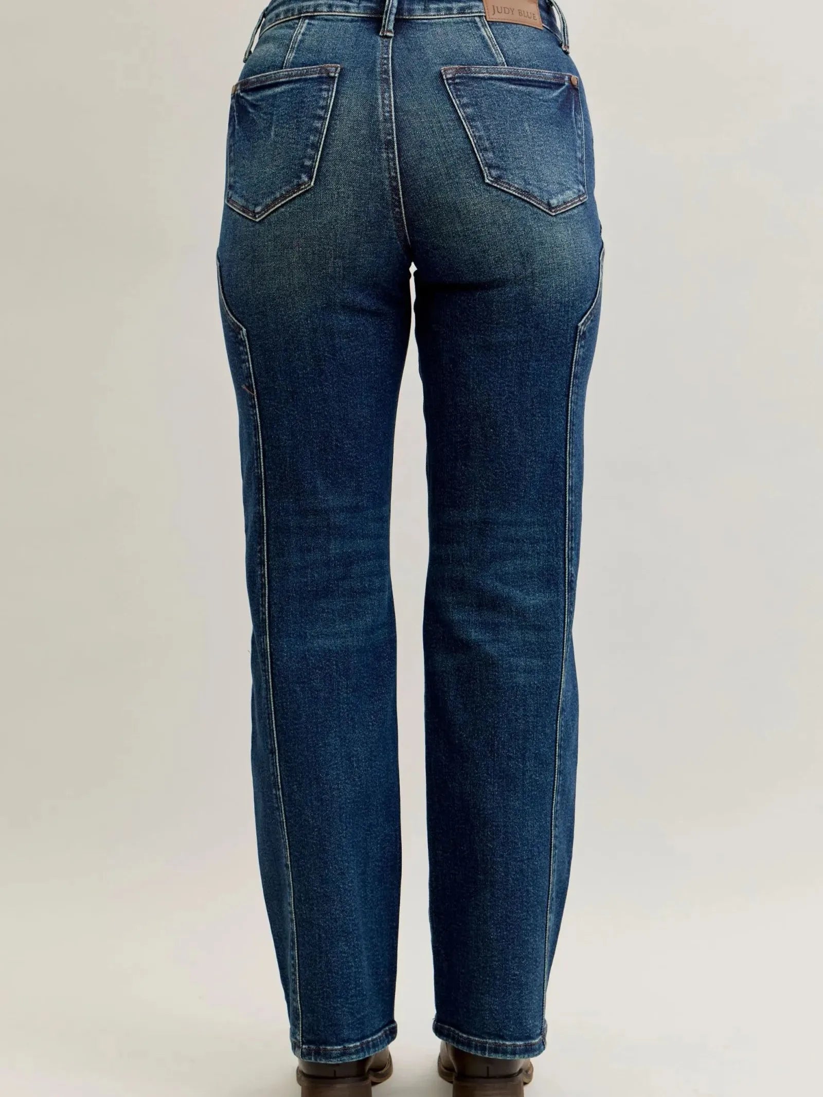 Judy Blue Western Flame Mid Rise Seam Detail Jeans Dark Blue-Women's Jeans-Shop Z & Joxa
