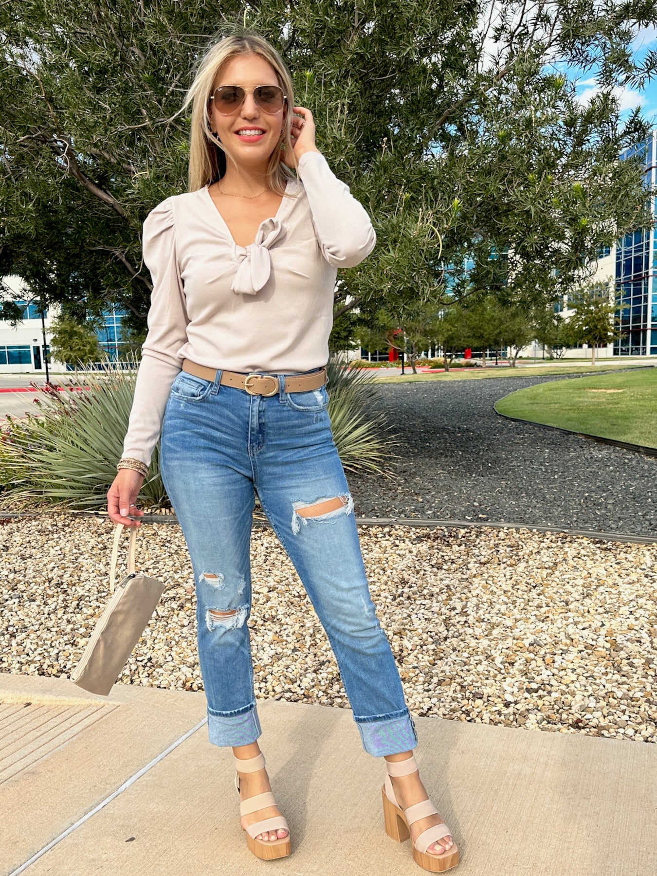 Just The Cutest Front Tie Ribbed Top-Women's Shirts & Tops-Shop Z & Joxa