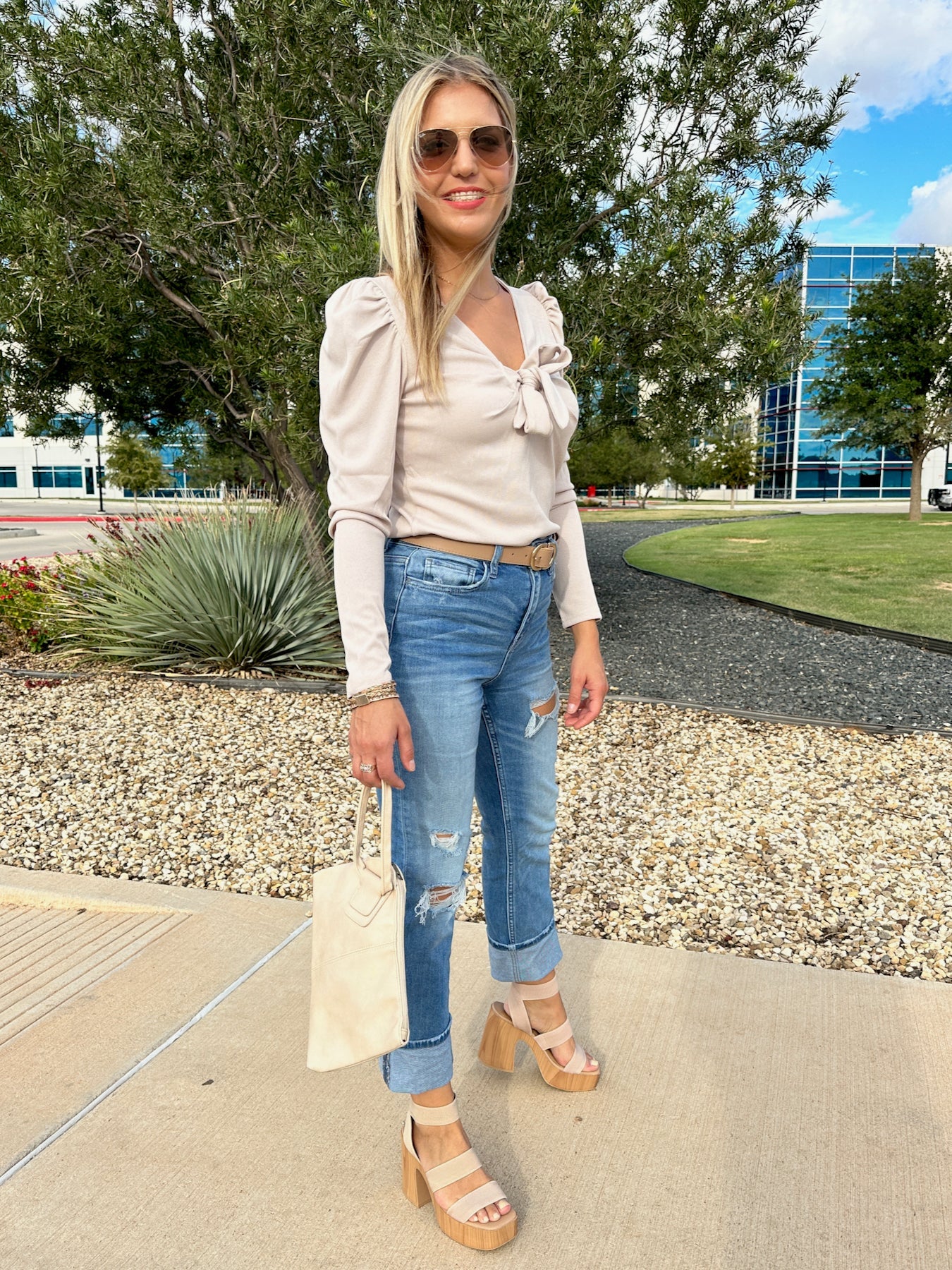 Just The Cutest Front Tie Ribbed Top-Women's Shirts & Tops-Shop Z & Joxa