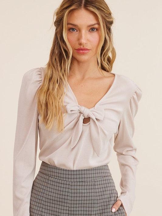 Just The Cutest Front Tie Ribbed Top-Women's Shirts & Tops-Shop Z & Joxa