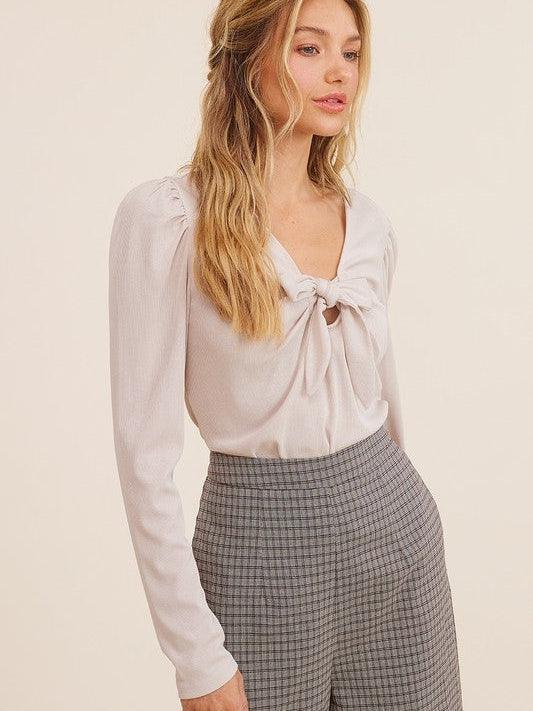 Just The Cutest Front Tie Ribbed Top-Women's Shirts & Tops-Shop Z & Joxa