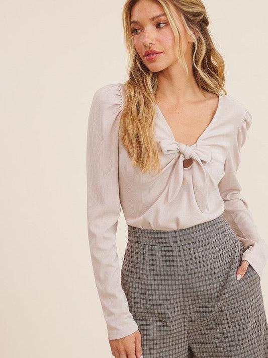 Just The Cutest Front Tie Ribbed Top-Women's Shirts & Tops-Shop Z & Joxa