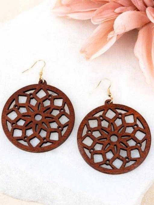 Kaleidoscope Wooden Dangle Earrings-Women's Accessories-Shop Z & Joxa
