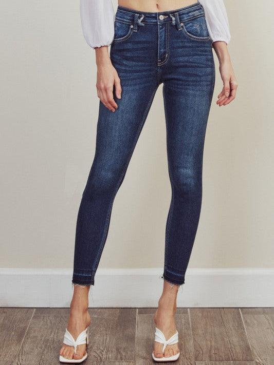 KanCan High Rise Fray Hem Ankle Skinny Jeans for Women
