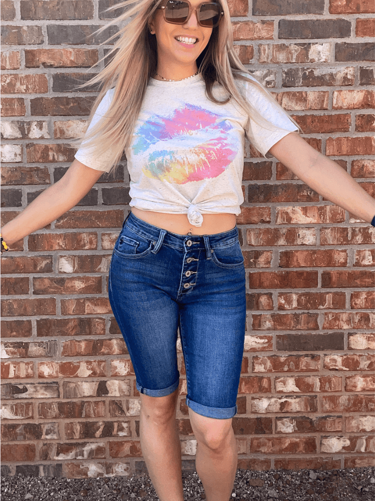 Kancan When in Doubt Bermuda Jean Shorts-Women's Clothing-Shop Z & Joxa