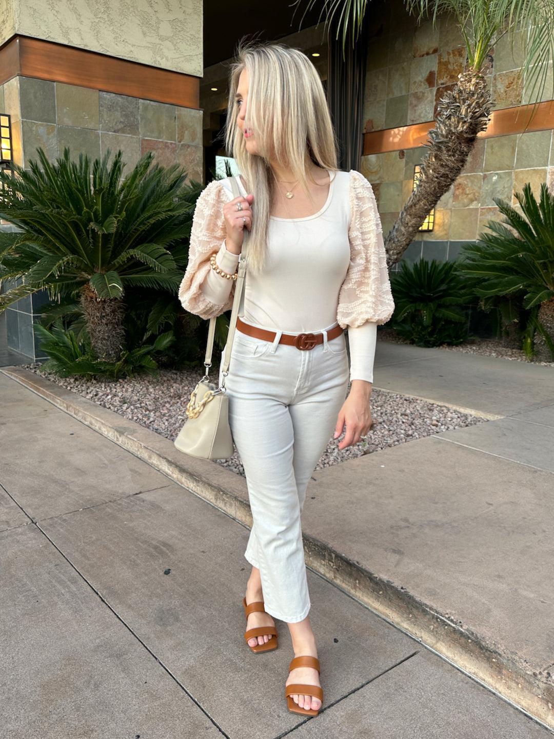 Kiss My Southern Sass Puff Sleeve Bodysuit-Women's Shirts & Tops-Shop Z & Joxa