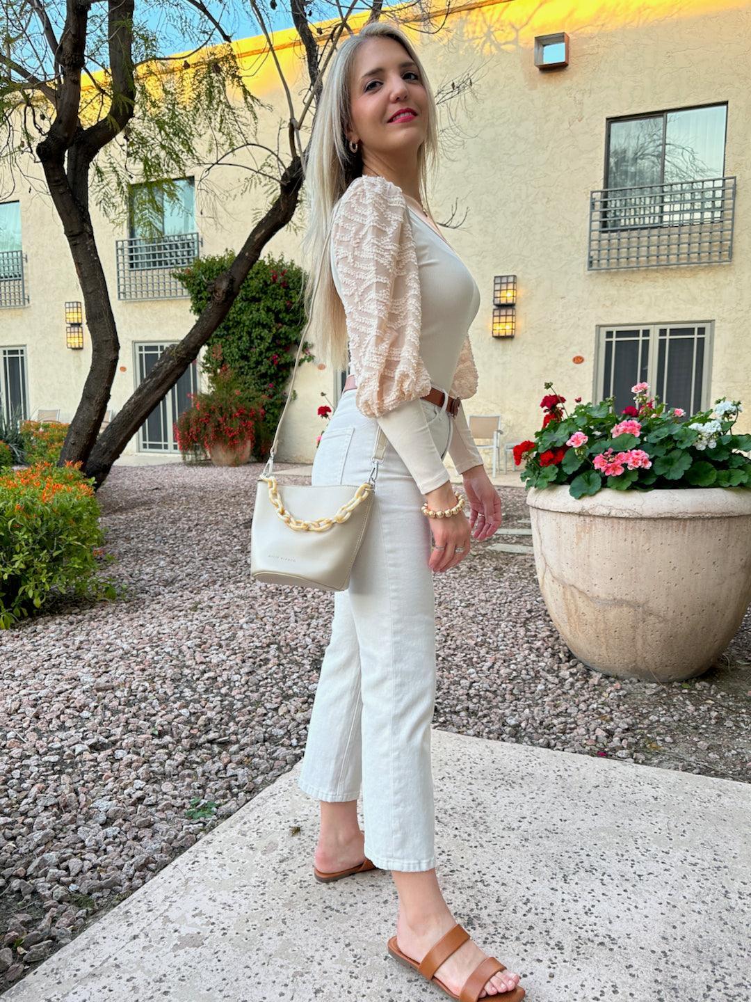 Kiss My Southern Sass Puff Sleeve Bodysuit-Women's Shirts & Tops-Shop Z & Joxa