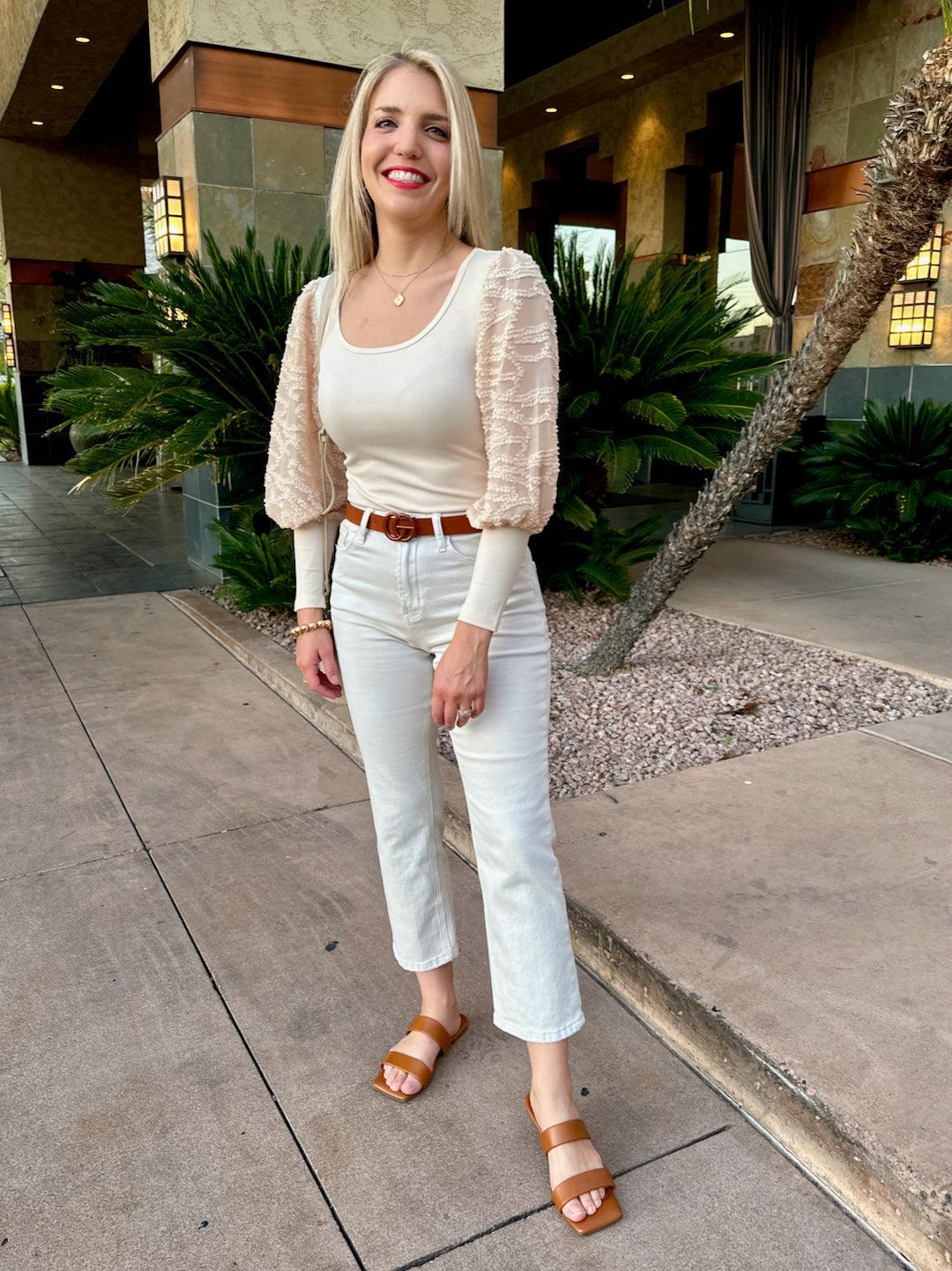 Kiss My Southern Sass Puff Sleeve Bodysuit-Women's Shirts & Tops-Shop Z & Joxa