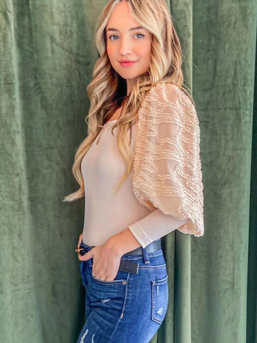 Kiss My Southern Sass Puff Sleeve Bodysuit-Women's Shirts & Tops-Shop Z & Joxa