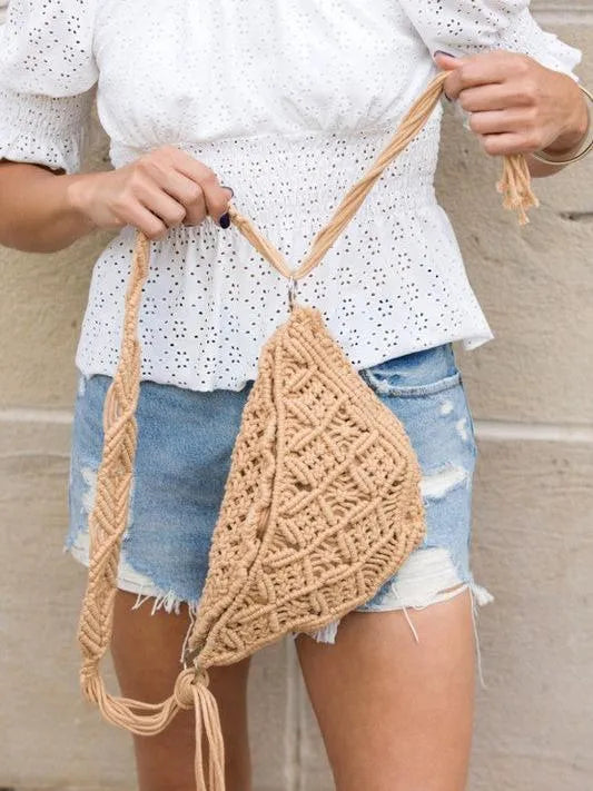 Knot Your Average Day Woven Macrame Sling Bag-Women's Accessories-Shop Z & Joxa