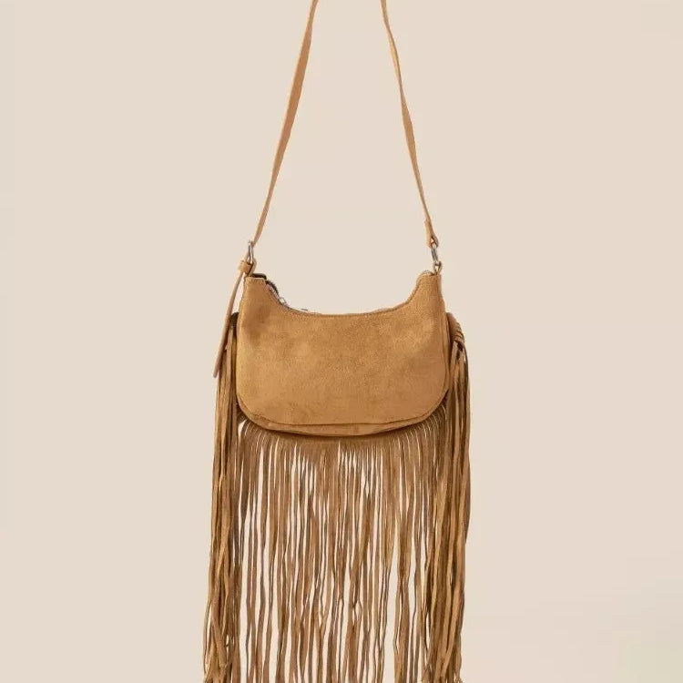 LA Fame Desert Dance Suede Fringe Crossbody Bag-Women's Accessories-Shop Z & Joxa