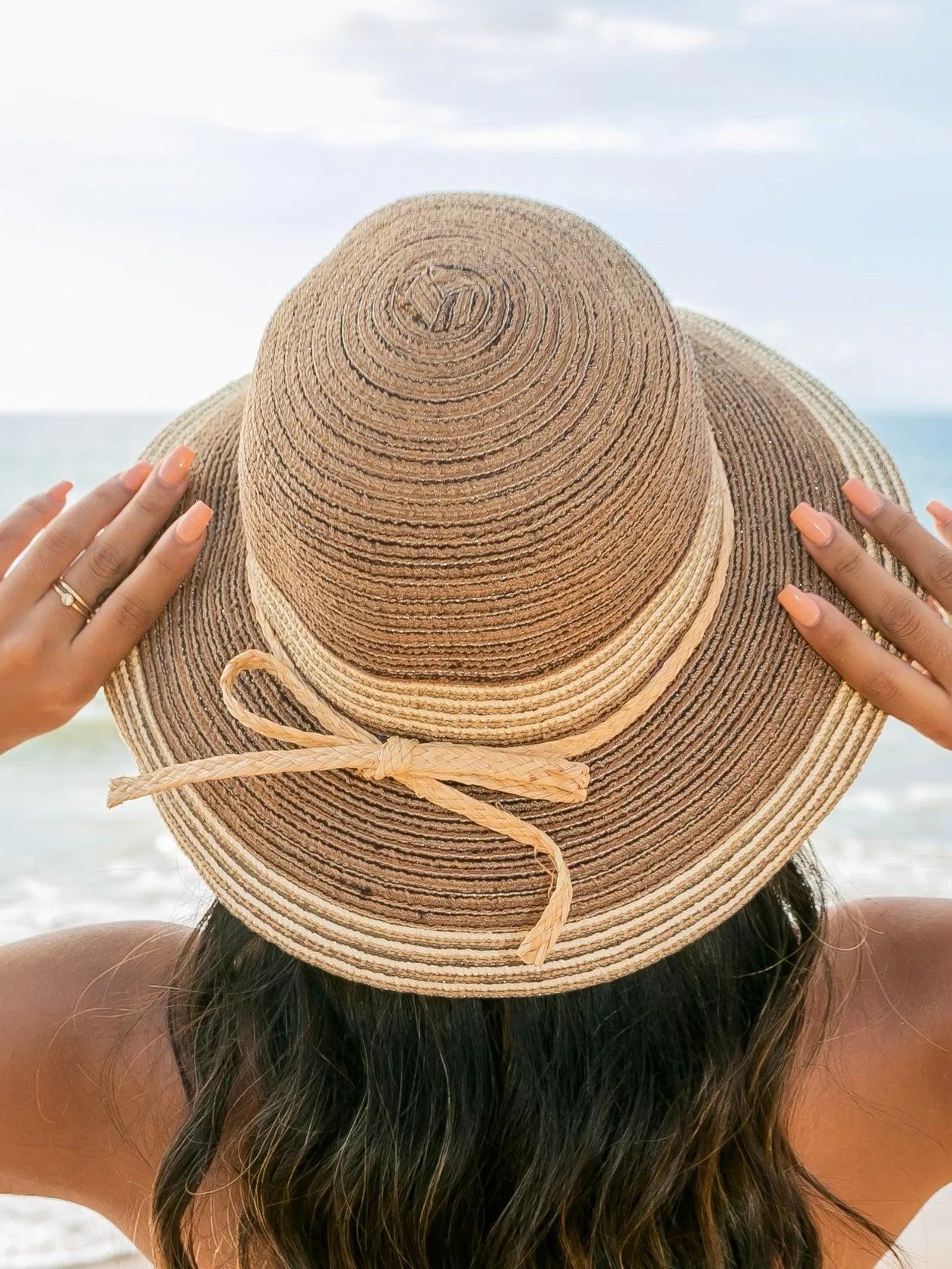 Sun Kissed & Striped Multi-Stripe Bow Accent Sunhat-Straw Sunhat-Shop Z & Joxa