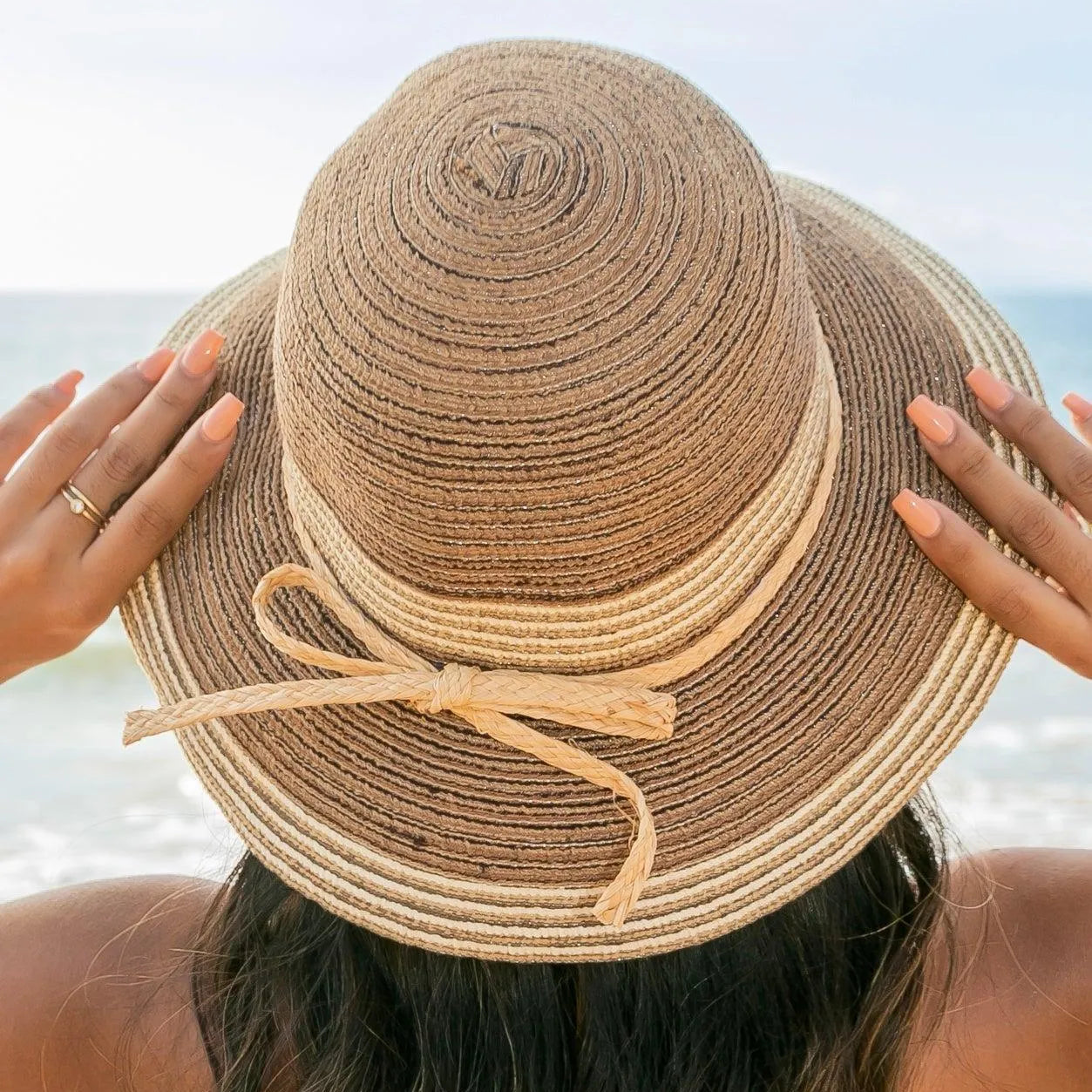 Sun Kissed & Striped Multi-Stripe Bow Accent Sunhat-Straw Sunhat-Shop Z & Joxa