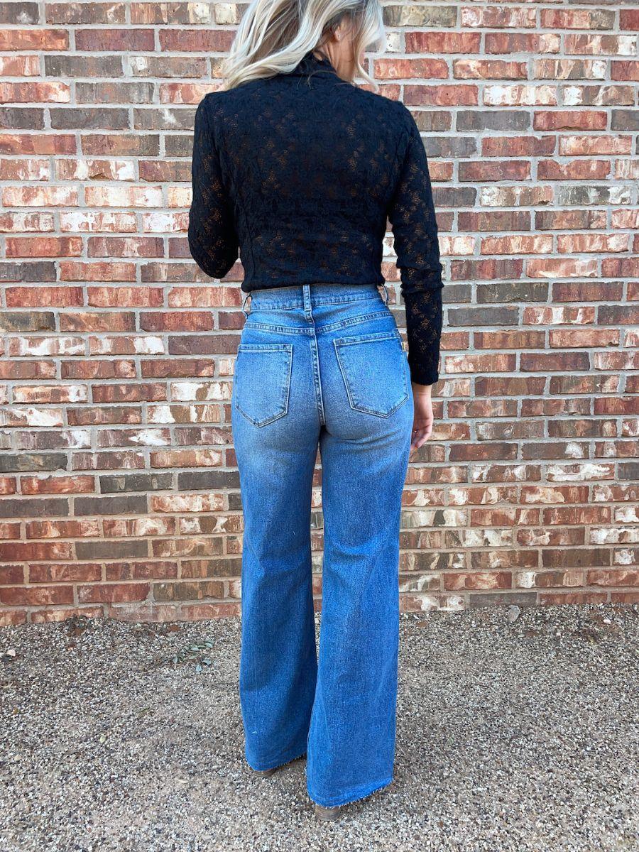 Lacy Leaf Textured Black Bodysuit-Women's Shirts & Tops-Shop Z & Joxa