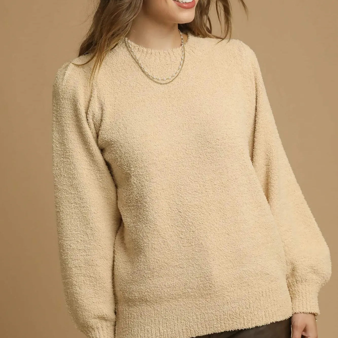 Latte Love Textured Knit Long Sleeve Sweater by Umgee-Women's Shirts & Tops-Shop Z & Joxa