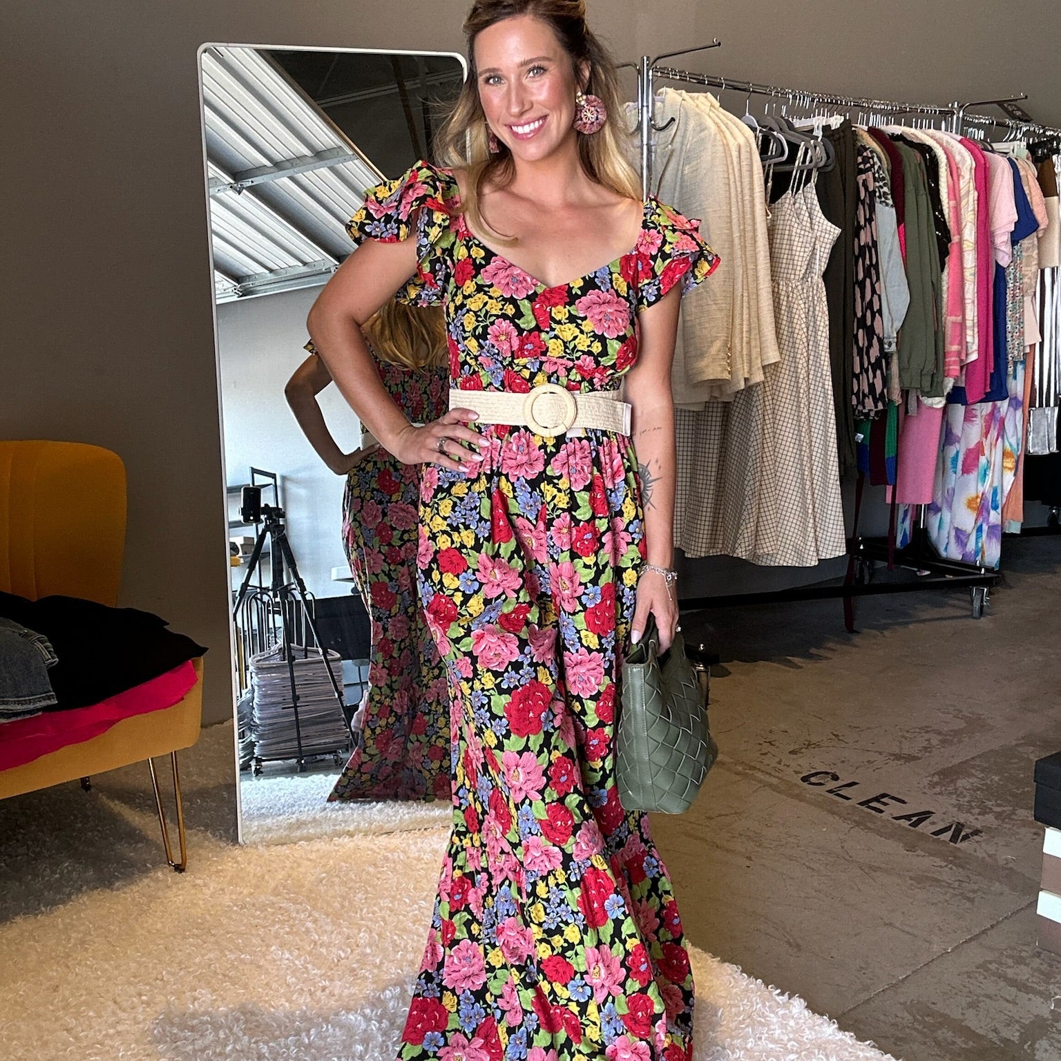 Let Your Confidence Shine Black Floral Flare Bottom Jumpsuit-Women's Jumpsuits-Shop Z & Joxa