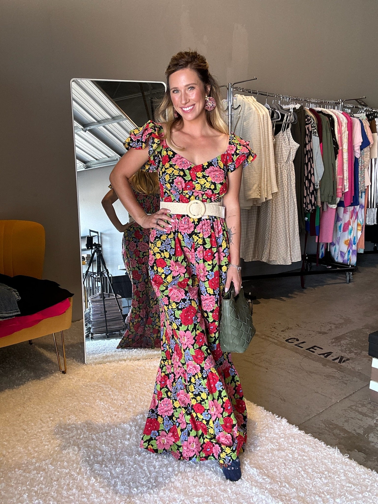 Let Your Confidence Shine Black Floral Flare Bottom Jumpsuit-Women's Jumpsuits-Shop Z & Joxa