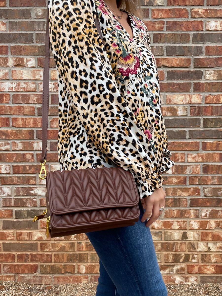 Life Happens Chocolate Helps Crossbody Bag-Women's Accessories-Shop Z & Joxa