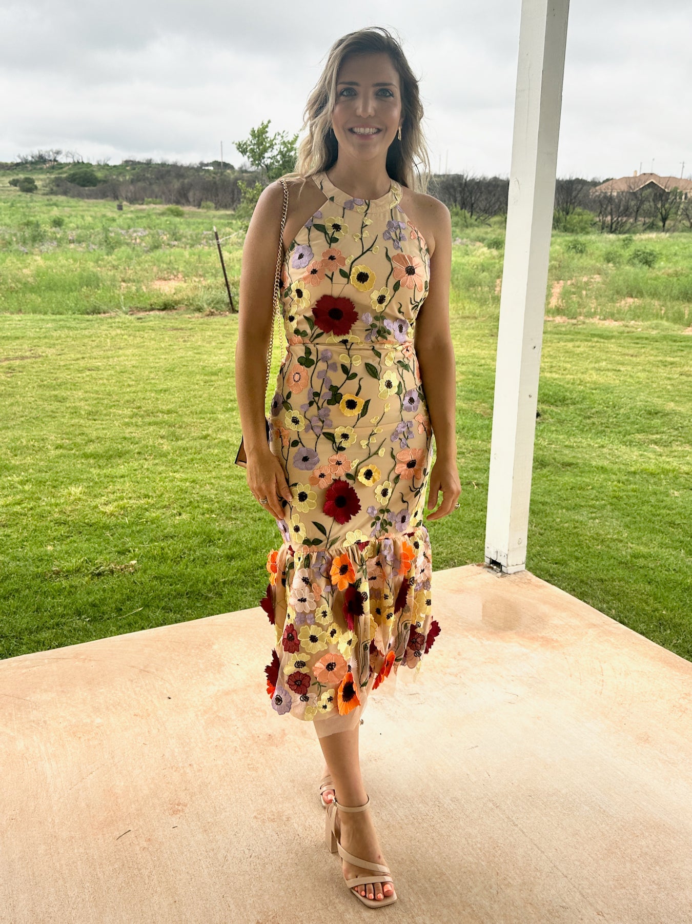 Love is Like Wildflowers 3D Floral High-Neck Midi Dress-Women's Dresses-Shop Z & Joxa