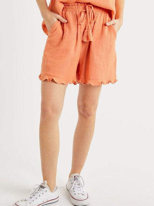 Matchy Matchy Gauze Summer Set in Coral Orange-Women's Clothing-Shop Z & Joxa