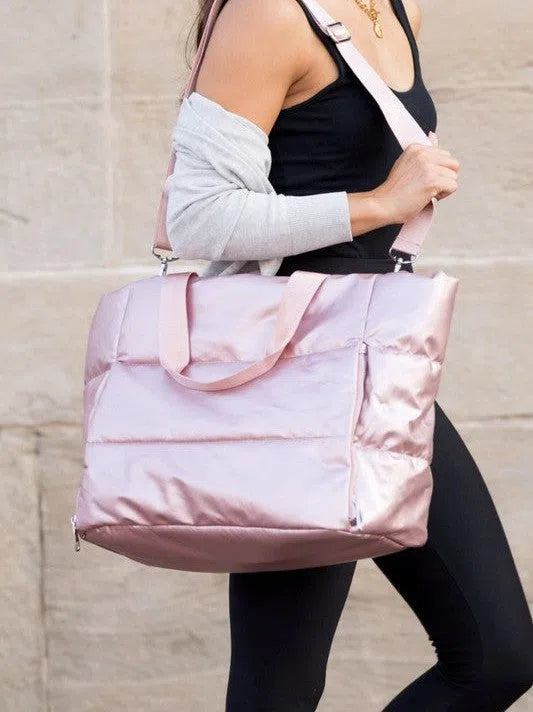 Metallic Dream Puffer Tote Bag-Women's Accessories-Shop Z & Joxa