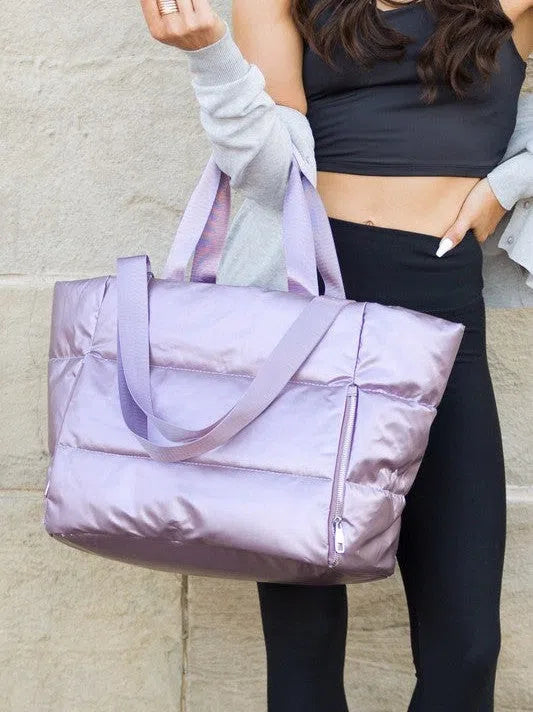 Metallic Dream Puffer Tote Bag-Women's Accessories-Shop Z & Joxa
