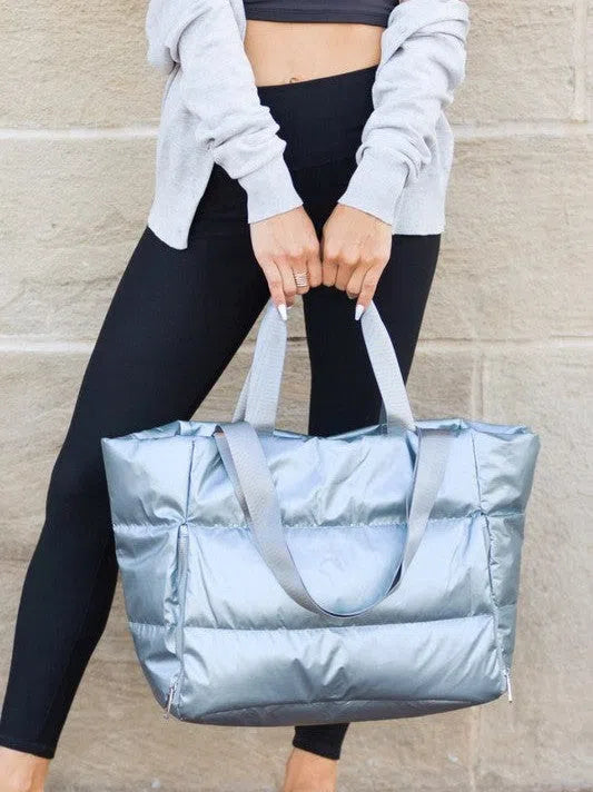 Metallic Dream Puffer Tote Bag-Women's Accessories-Shop Z & Joxa