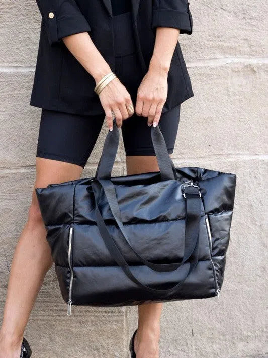 Metallic Dream Puffer Tote Bag-Women's Accessories-Shop Z & Joxa