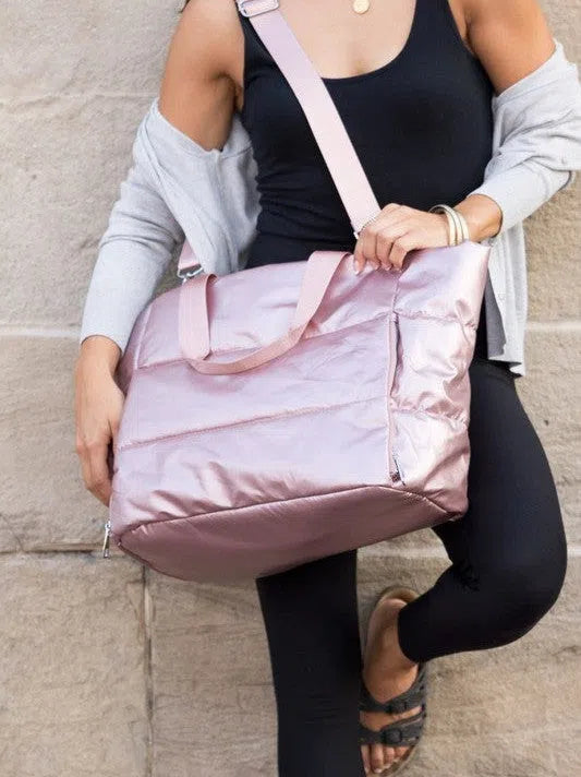 Metallic Dream Puffer Tote Bag-Women's Accessories-Shop Z & Joxa