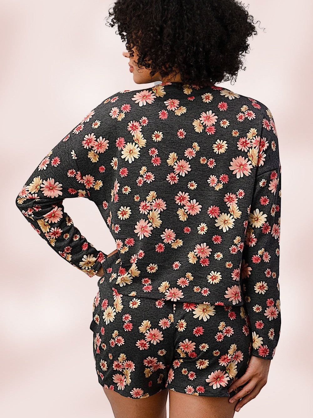 Never Stop Dreaming Long Sleeve Top + Shorts Floral Pajamas-Women's Clothing-Shop Z & Joxa