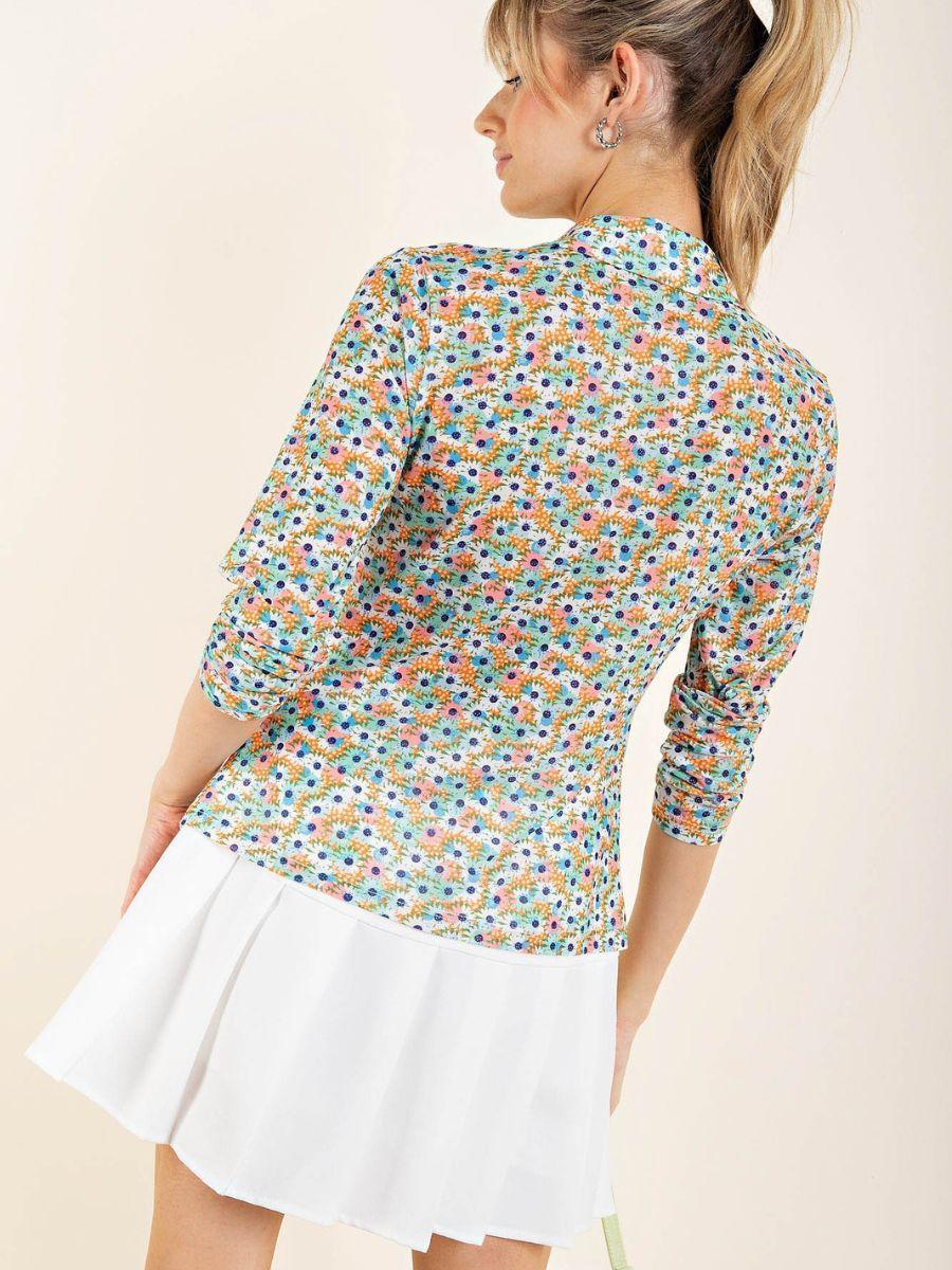 Oopsy Daisy Colorful Mesh Button Top-Women's Shirts & Tops-Shop Z & Joxa