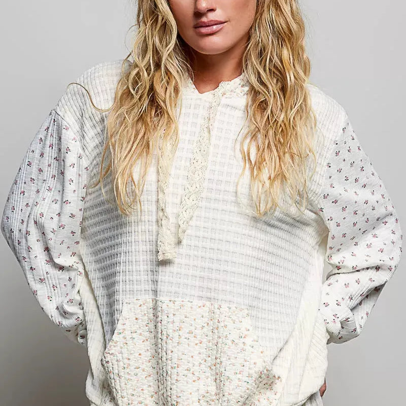 POL Fireside Weekend Hoodie with Kangaroo Pocket in Natural-Shirts & Tops-Shop Z & Joxa