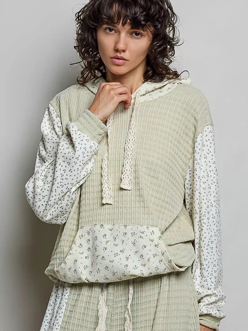 POL Fireside Weekend Hoodie with Kangaroo Pocket in Sage-Women's Shirts & Tops-Shop Z & Joxa