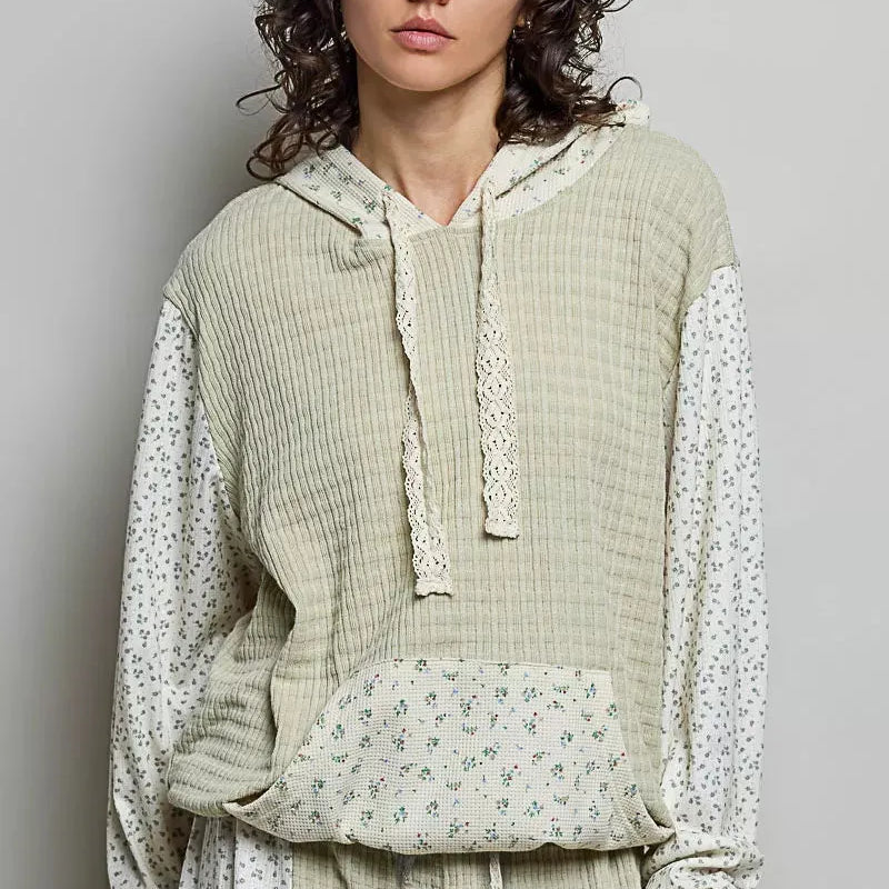 POL Fireside Weekend Hoodie with Kangaroo Pocket in Sage-Women's Shirts & Tops-Shop Z & Joxa