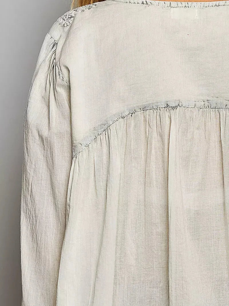 POL Heirloom Haze Embroidered Long Sleeve Shirt-Women's Shirts & Tops-Shop Z & Joxa