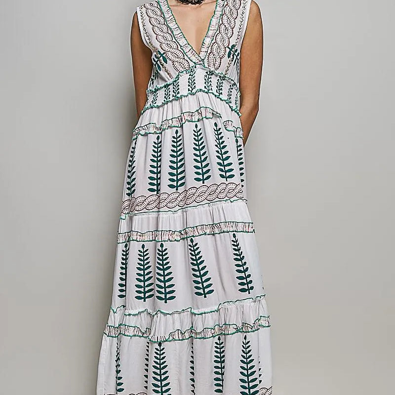 POL Ivory Breeze Sleeveless Tiered Floral Maxi Dress-Women's Dresses-Shop Z & Joxa